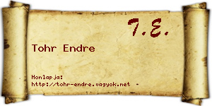 Tohr Endre névjegykártya
